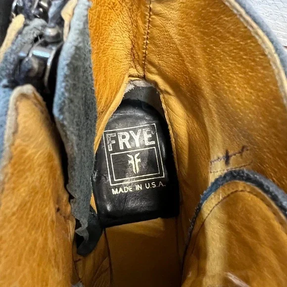 Frye Sabrina Engineer Moto Boots Black Leather Buckle USA Vintage 7M - Picture 7 of 11